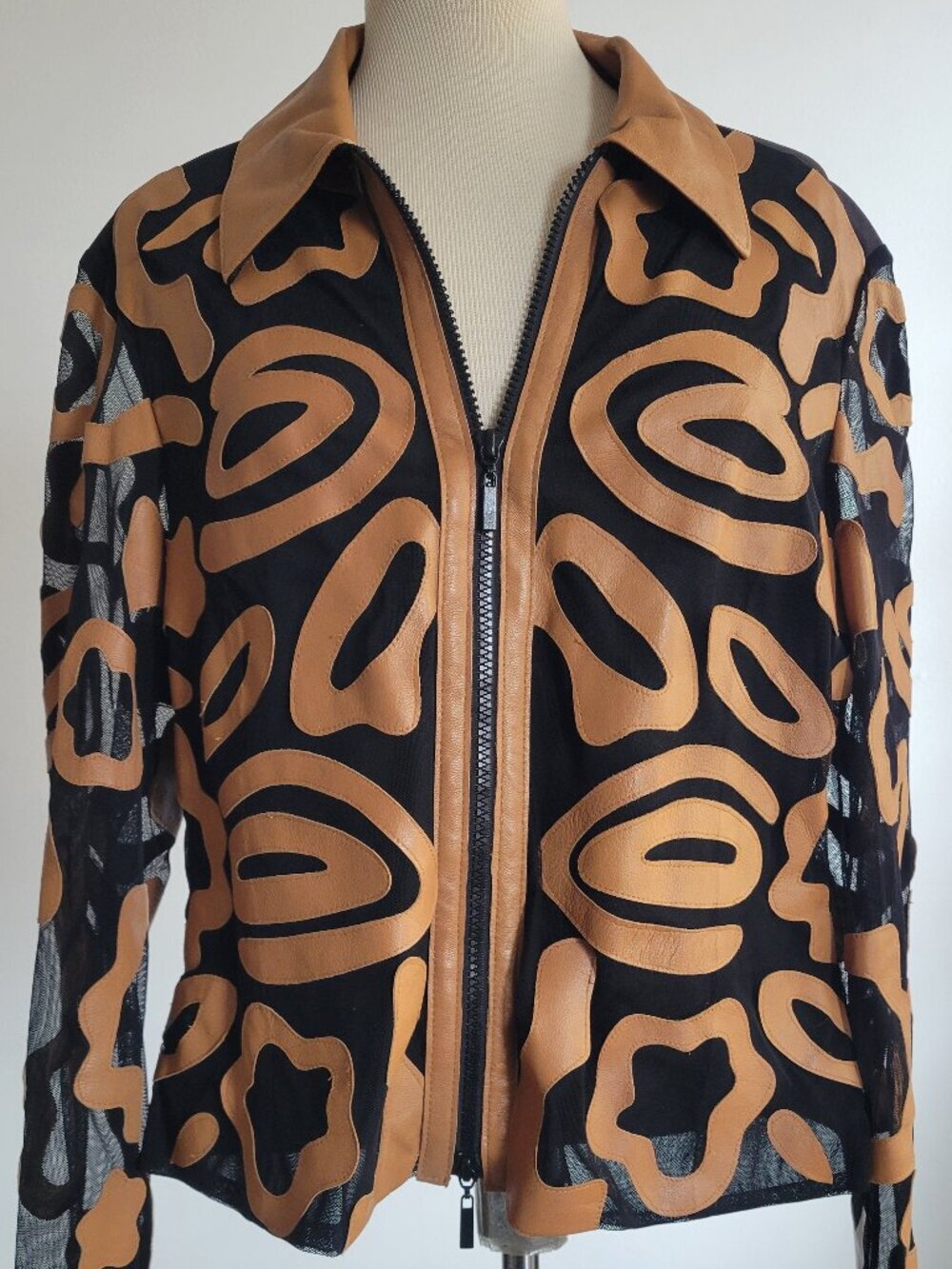Vintage Isabel Modern Brown Leather Mesh Jacket